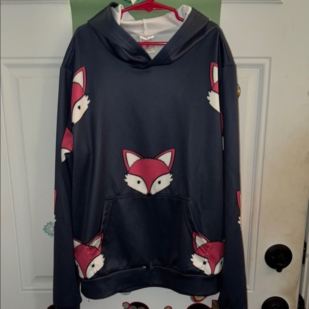Navy Hoodie with Fox Print